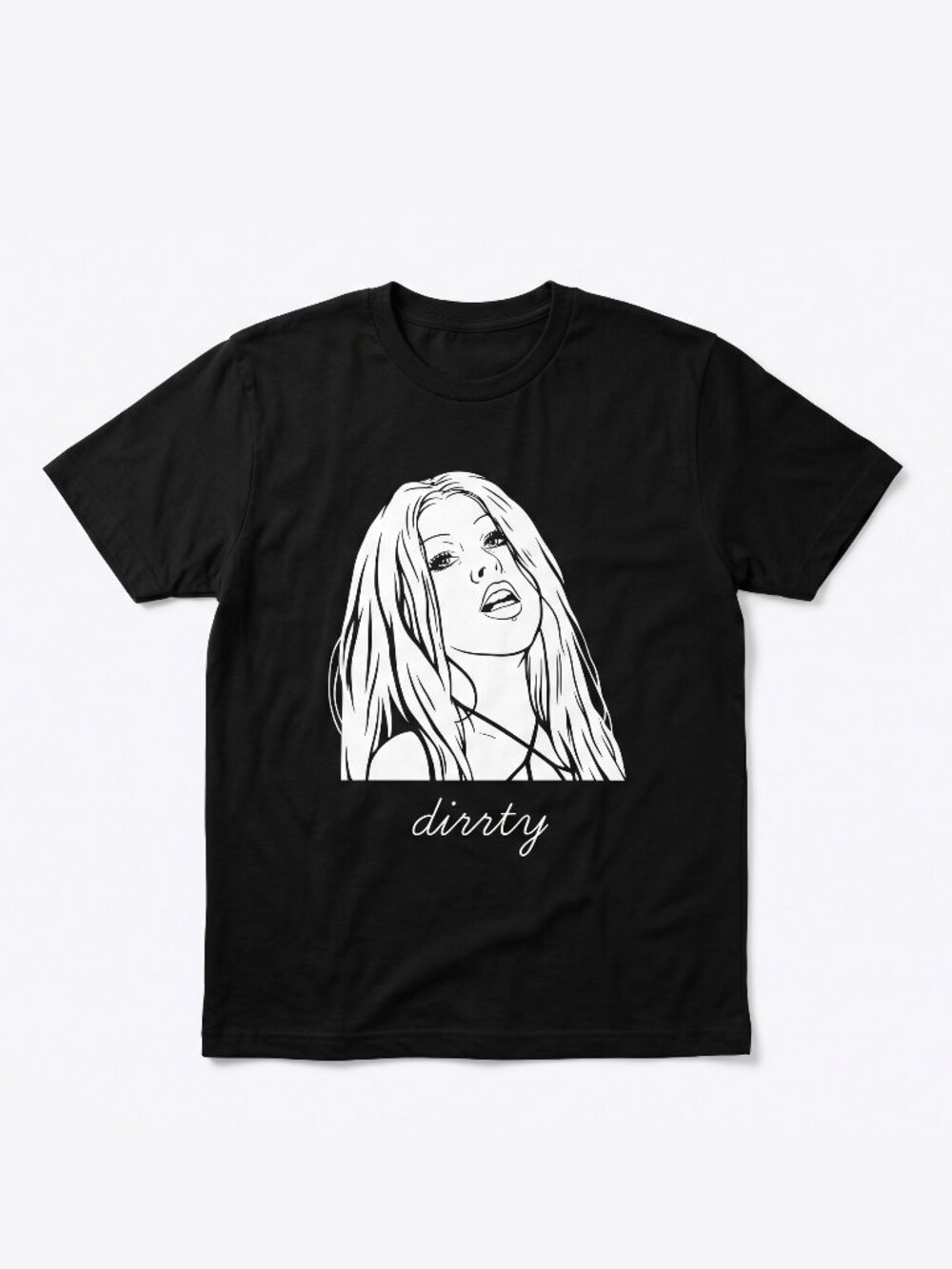 Christna Aguilera Dirrty Era Y2K Black Graphic T-Shirt Pop Xtina
